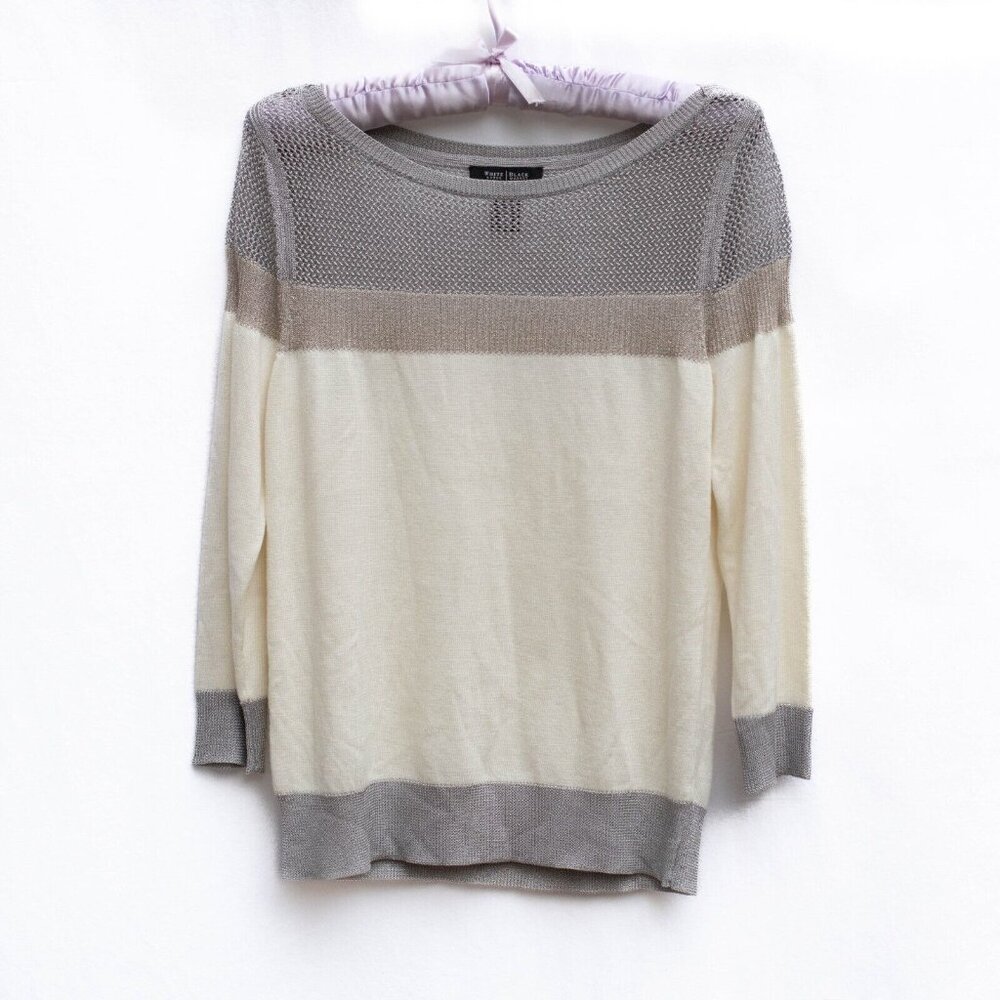White House Black Market Sweater‎ S Multi-Fiber Metallic Lurex Mesh Festive New